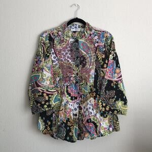 ✨SOLD✨ Bleu Bayou Multicolor Paisley Embellished Top